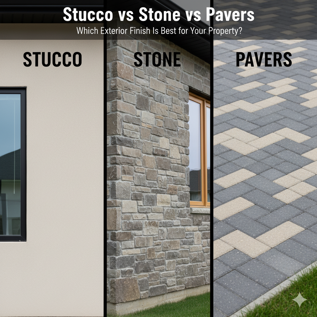 Stucco vs Stone vs Pavers